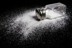A spilled salt shaker